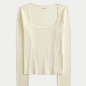 Hollister Ivory Cream Square Neck Long Sleeve Top | Size XL | Great Condition